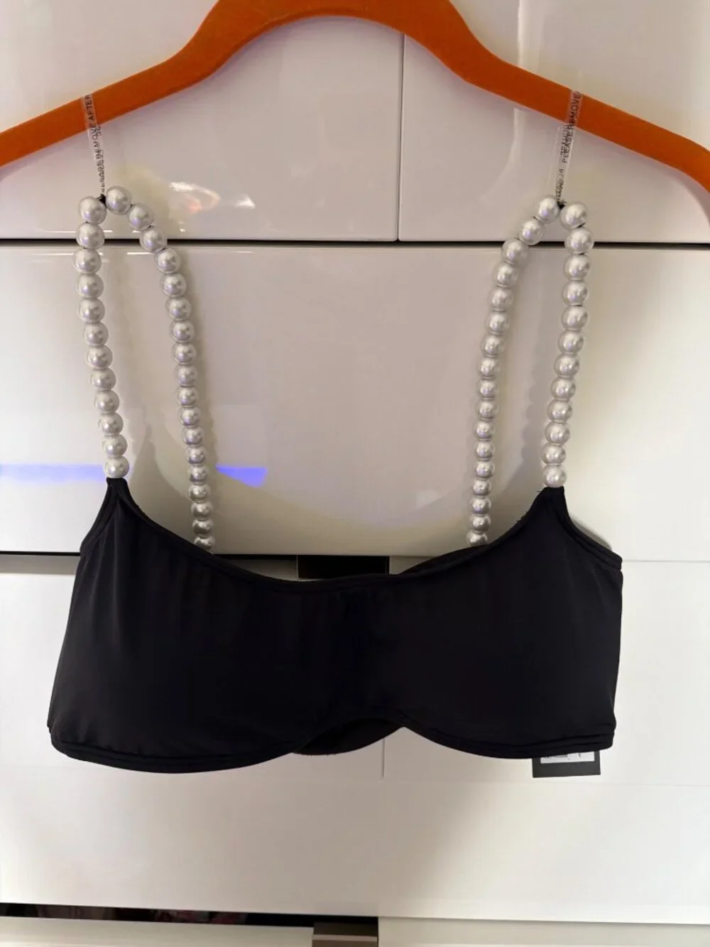Kate Spade Women's Embellished Pearl Strap Bikini Top Size L
